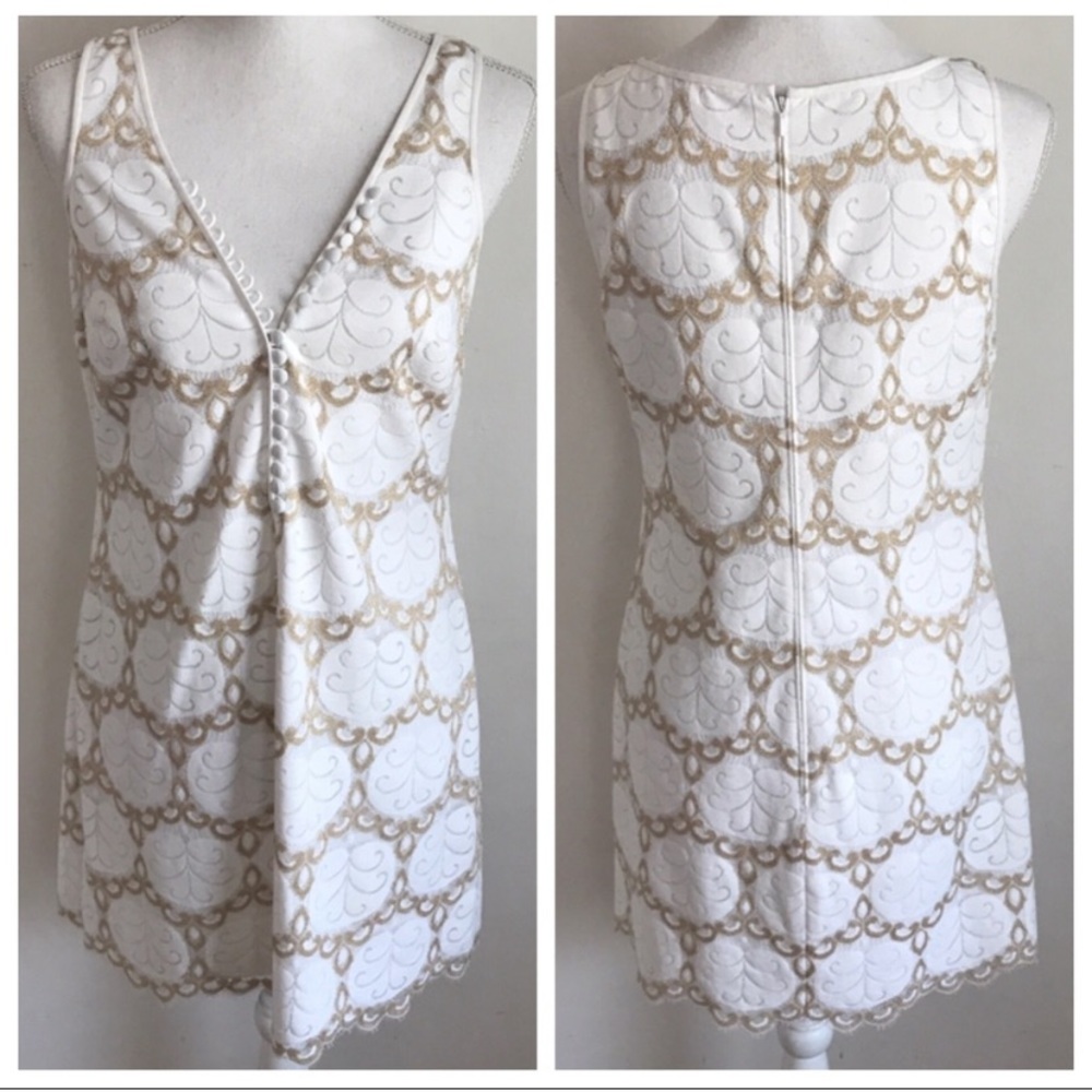 Lilly Pulitzer Lace Nadine white/gold lace dress